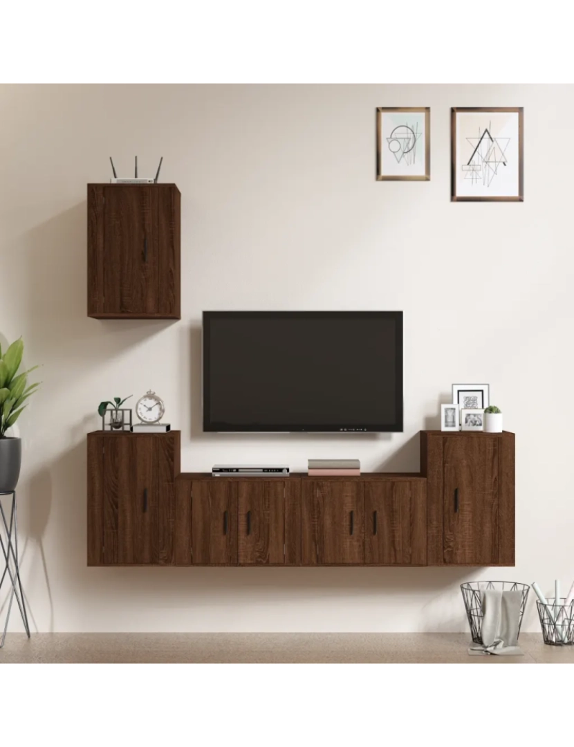 Vidaxl - 5 pcs Conjunto móveis de TV，Mobiliário TV de Salon，Combinação Móvel TV madeira processada carvalho castanho CFW157069