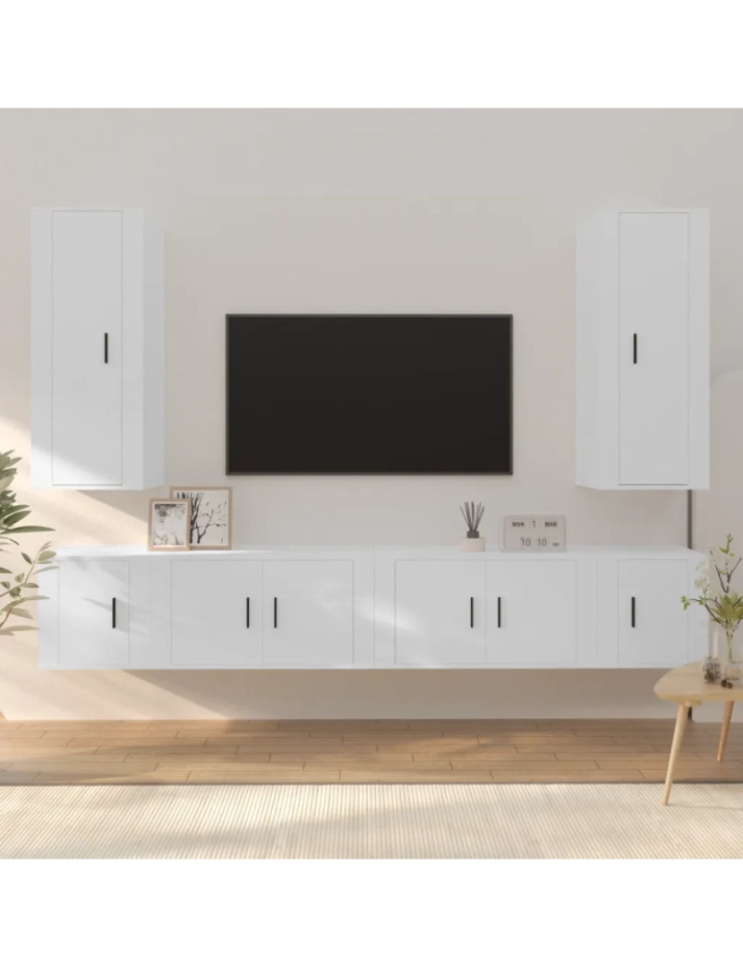 Vidaxl - 6 pcs Conjunto móveis de TV，Mobiliário TV de Salon，Combinação Móvel TV madeira processada branco CFW898326