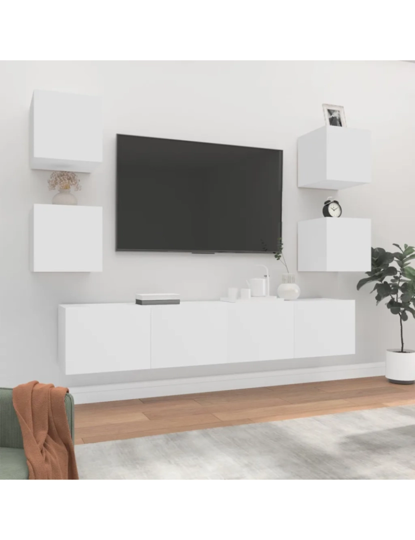 Vidaxl - 6 pcs Conjunto móveis de TV，Mobiliário TV de Salon，Combinação Móvel TV madeira processada branco CFW207544