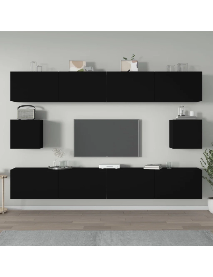Vidaxl - 6 pcs Conjunto móveis de TV，Mobiliário TV de Salon，Combinação Móvel TV madeira processada preto CFW461576