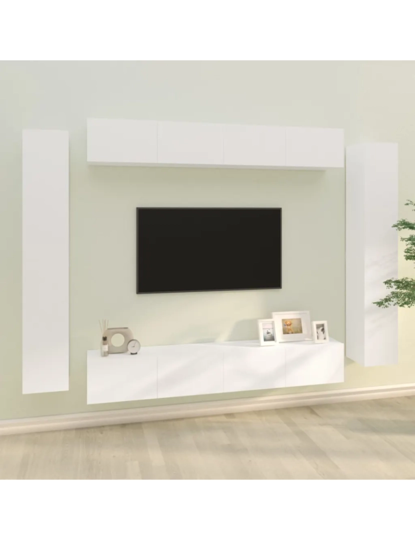 Vidaxl - 8 pcs Conjunto móveis de TV，Mobiliário TV de Salon，Combinação Móvel TV madeira processada branco CFW882858