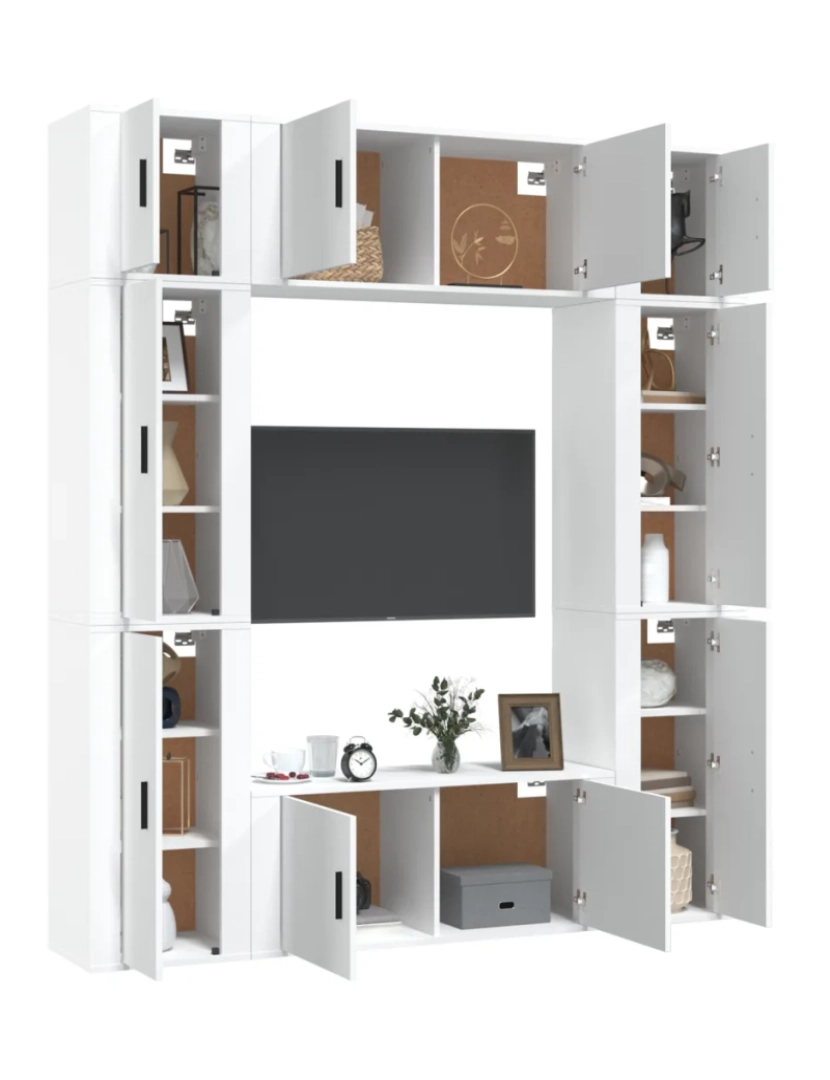 imagem de 8 pcs Conjunto móveis de TV，Mobiliário TV de Salon，Combinação Móvel TV madeira processada branco CFW2335063