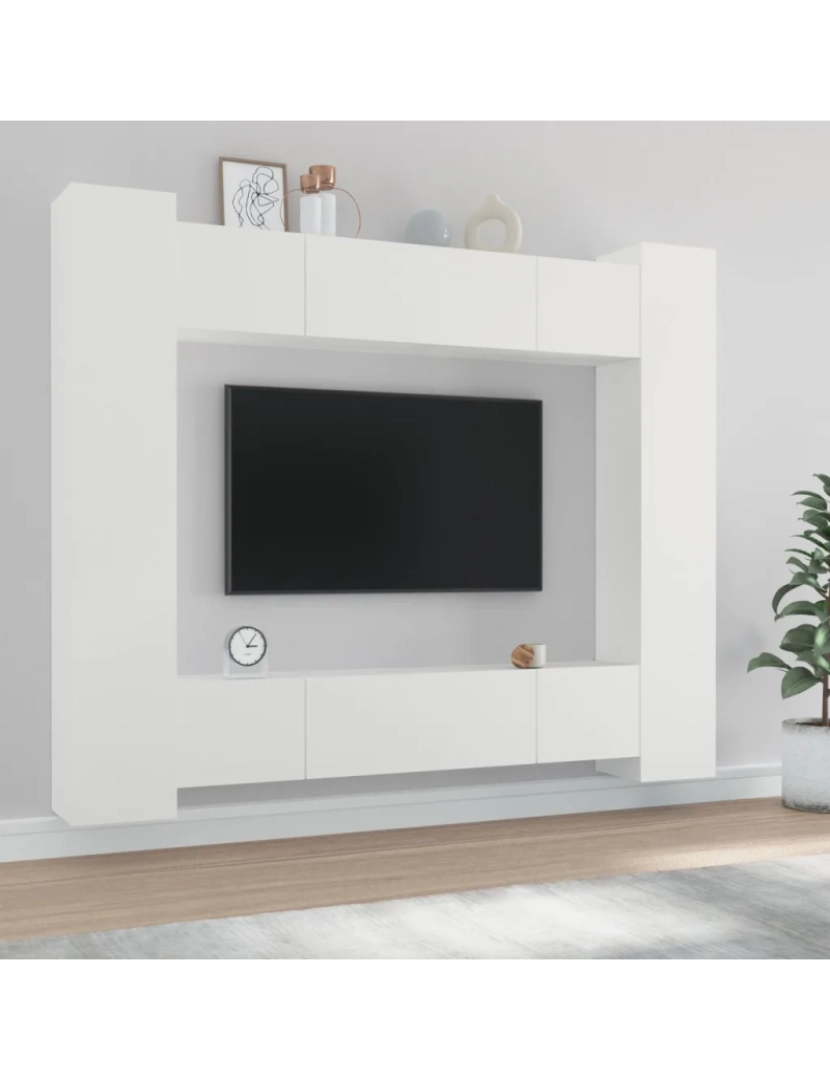 Vidaxl - 8 pcs Conjunto móveis de TV，Mobiliário TV de Salon，Combinação Móvel TV madeira processada branco CFW466075