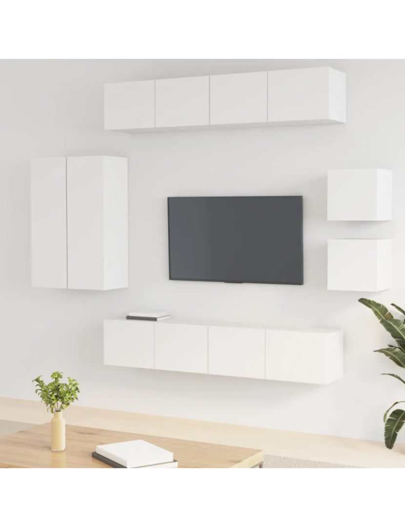 Vidaxl - 8 pcs Conjunto móveis de TV，Mobiliário TV de Salon，Combinação Móvel TV madeira processada branco CFW356087