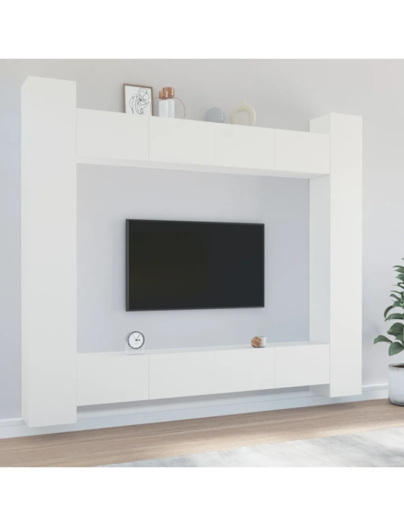 Vidaxl - 8 pcs Conjunto móveis de TV，Mobiliário TV de Salon，Combinação Móvel TV madeira processada branco CFW147156