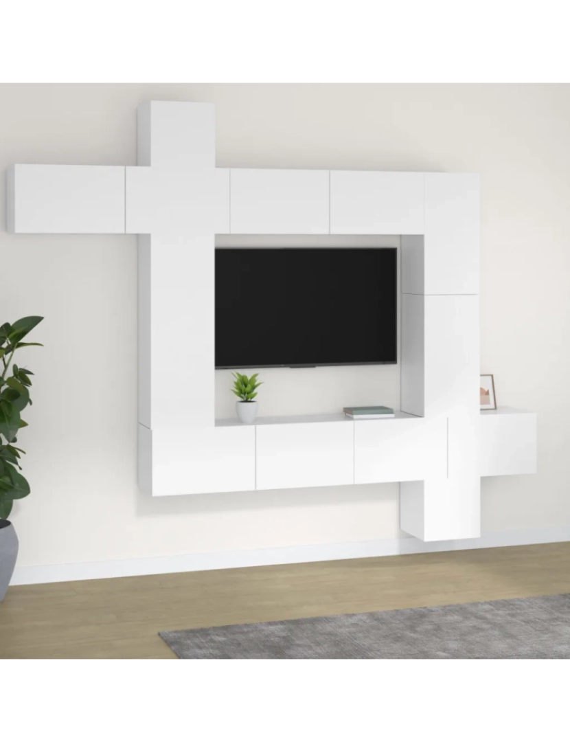 Vidaxl - 9 pcs Conjunto móveis de TV，Mobiliário TV de Salon，Combinação Móvel TVmadeira processada branco CFW144471