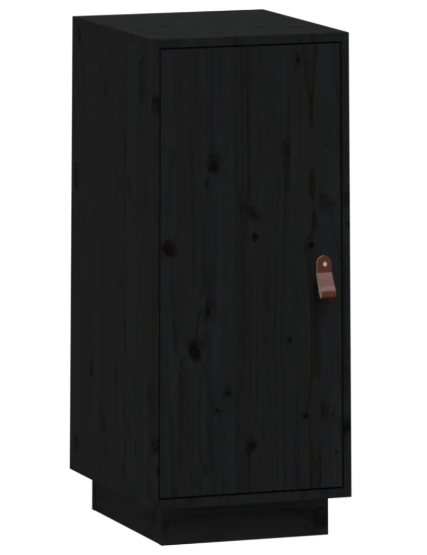 imagem de Aparador，Armário de Armazenamento 34x40x75 cm madeira de pinho maciça preto CFW4061892