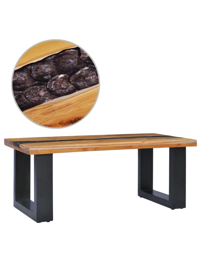 Vidaxl - Mesa de centro，Mesa Auxiliar，Mesa de café 100x50x40 cm madeira de teca maciça e poliresina CFW696607