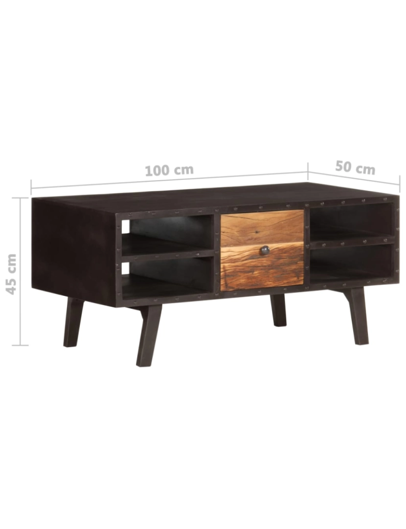 imagem de Mesa de centro，Mesa Auxiliar，Mesa de café 100x50x45 cm madeira recuperada maciça CFW7481156