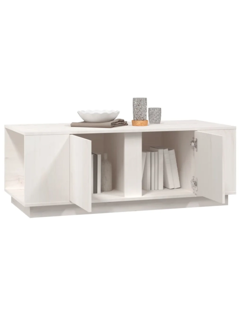 imagem de Mesa de centro，Mesa Auxiliar，Mesa de café 110x50x40 cm pinho maciço branco CFW9046174