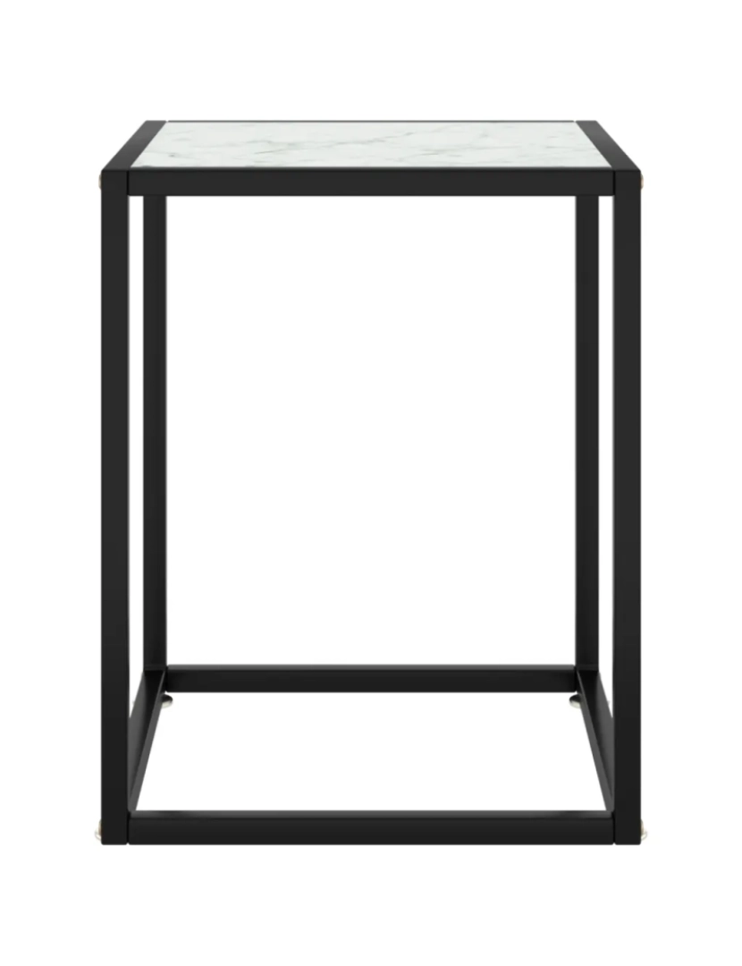 imagem de Mesa de centro，Mesa Auxiliar，Mesa de café 40x40x50 cm preto com vidro marmorizado branco CFW2435472