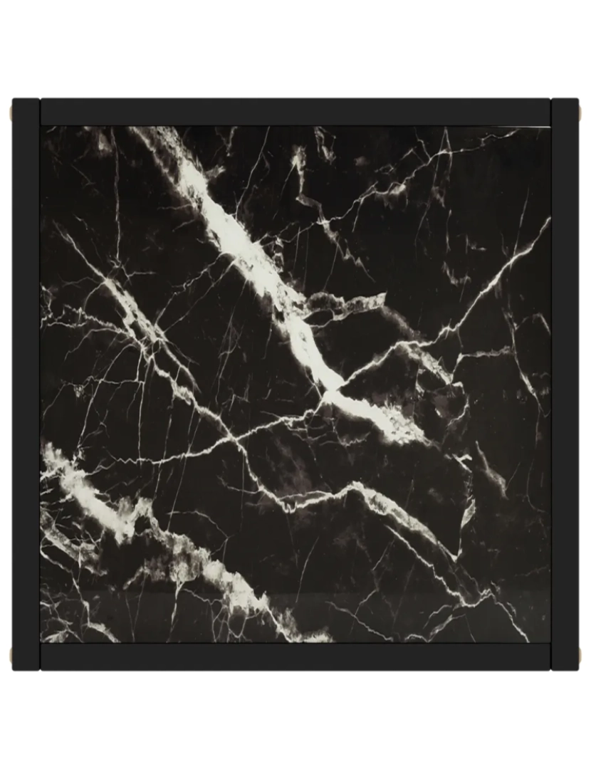 imagem de Mesa de centro，Mesa Auxiliar，Mesa de café 40x40x50 cm preto com vidro marmorizado preto CFW9520593