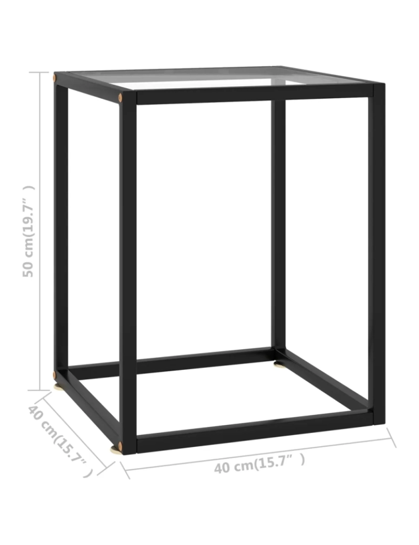 imagem de Mesa de centro，Mesa Auxiliar，Mesa de café 40x40x50 cm preto com vidro temperado CFW7258535
