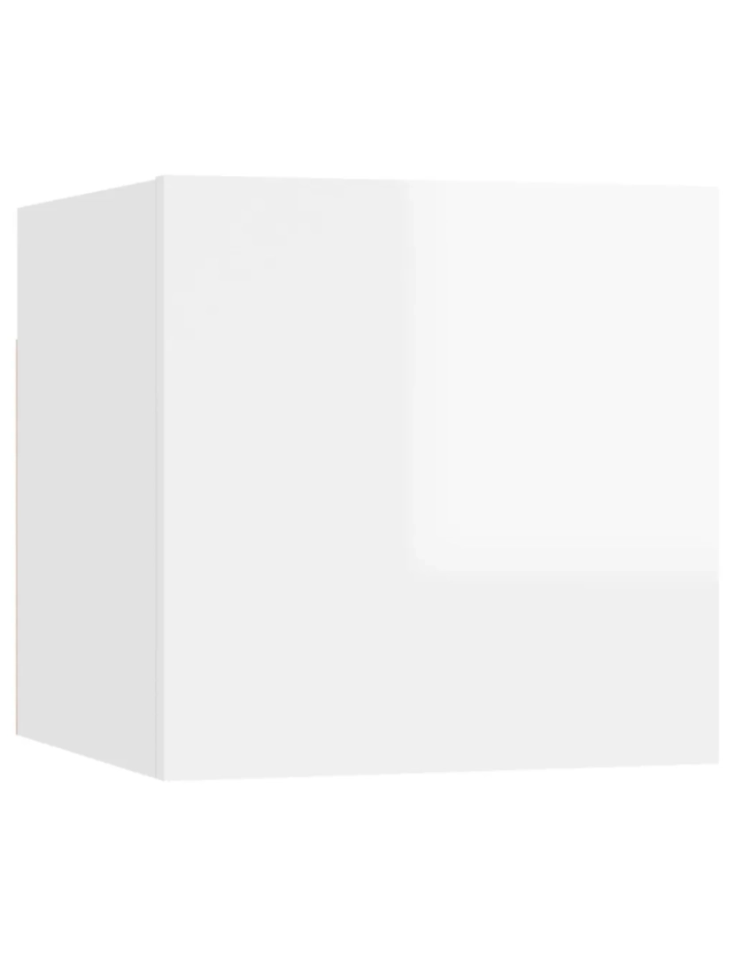 imagem de Mesa de cabeceira | Mesa Auxiliar Moderna | Criado-mudo 30,5x30x30 cm contraplacado branco brilhante CFW7823542