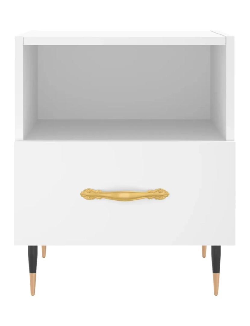 imagem de Mesa de cabeceira | Mesa Auxiliar Moderna | Criado-mudo 40x35x47,5 cm derivados de madeira branco CFW6933754