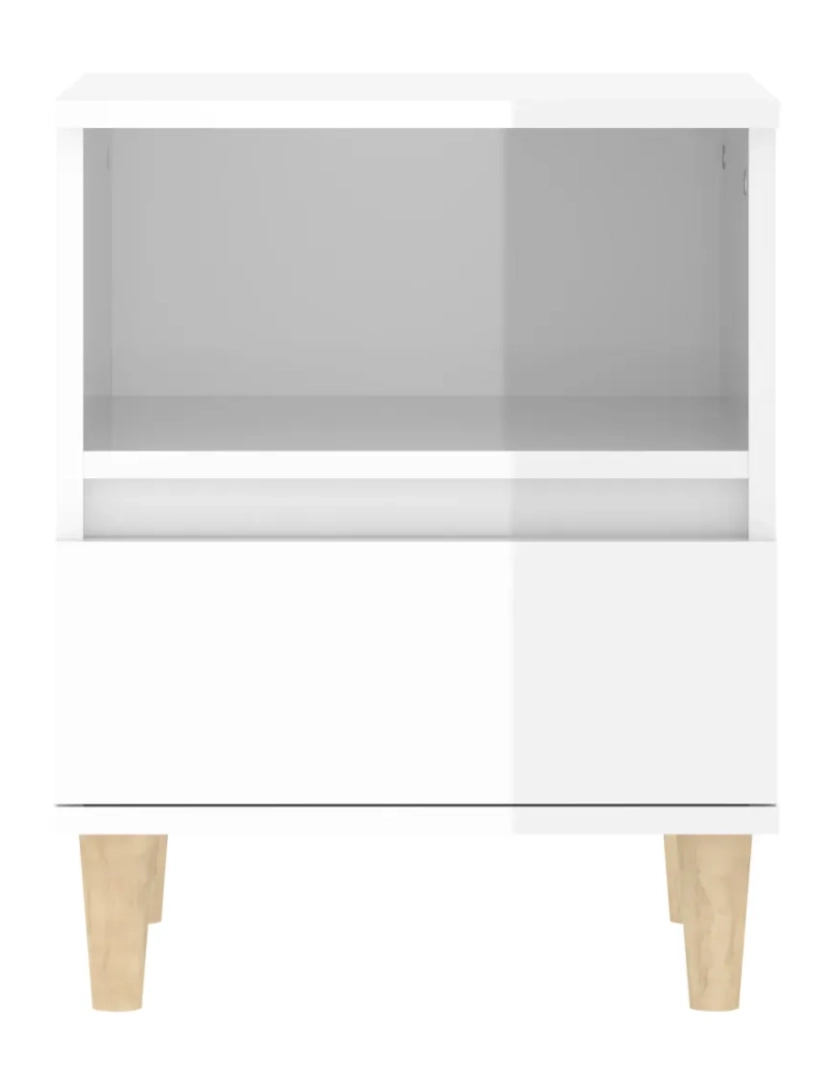 imagem de Mesa de cabeceira | Mesa Auxiliar Moderna | Criado-mudo 40x35x50 cm branco brilhante CFW7412876