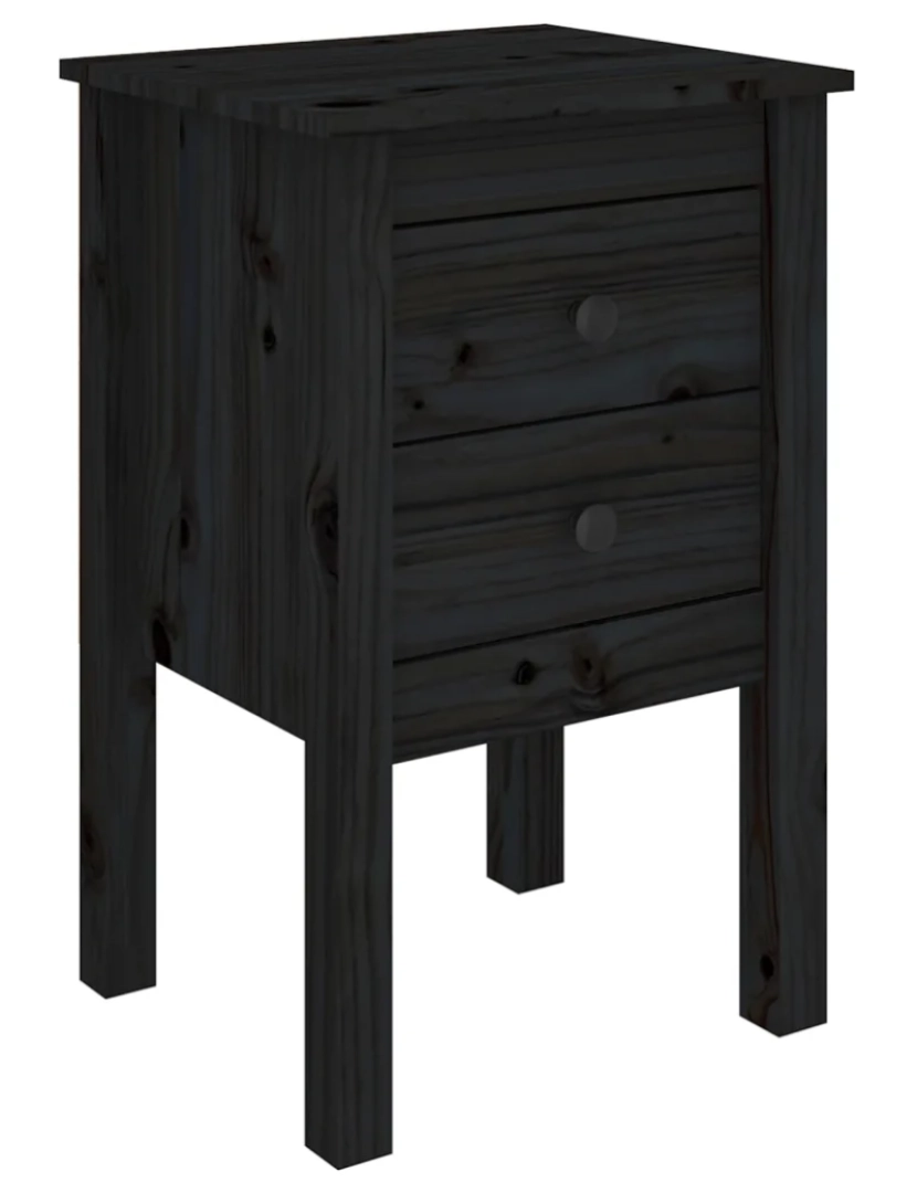imagem de Mesa de cabeceira | Mesa Auxiliar Moderna | Criado-mudo 40x35x61,5 cm madeira de pinho maciça preto CFW5492112