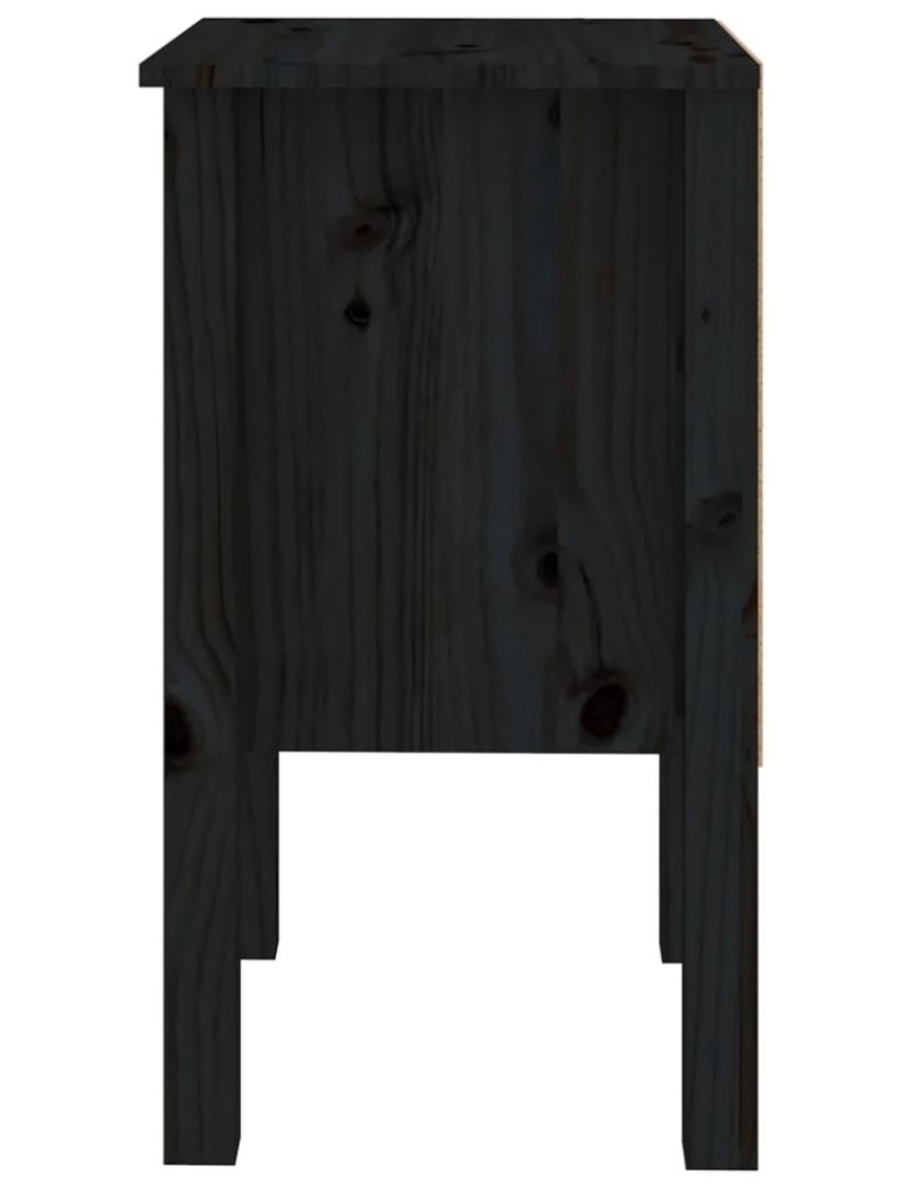 imagem de Mesa de cabeceira | Mesa Auxiliar Moderna | Criado-mudo 40x35x61,5 cm madeira de pinho maciça preto CFW5492116