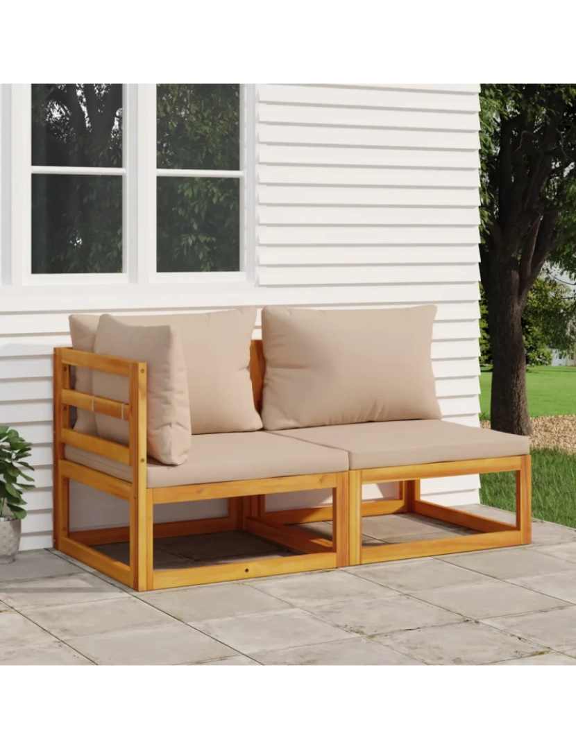 Vidaxl - 2 pcs conjunto de sofás de jardim，Conjuntos Relax Jardim c/ almofadões acácia maciça CFW239857