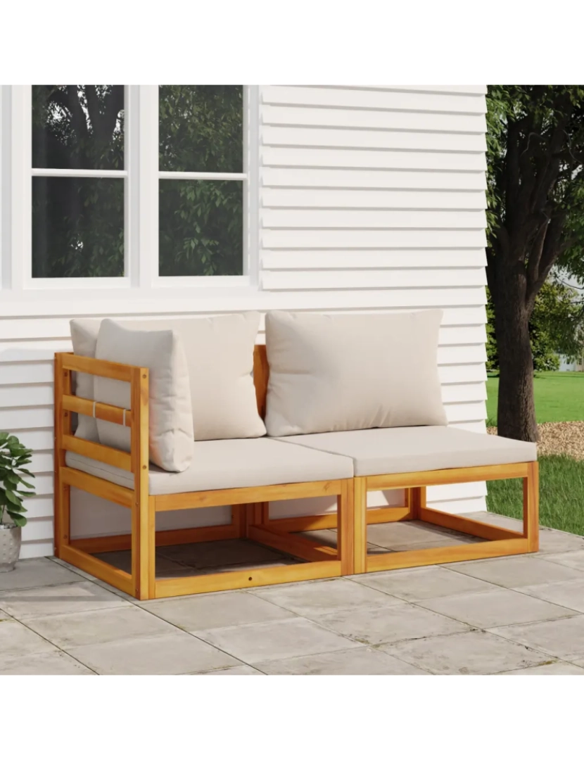 Vidaxl - 2 pcs conjunto de sofás de jardim，Conjuntos Relax Jardim c/ almofadões acácia maciça CFW556868