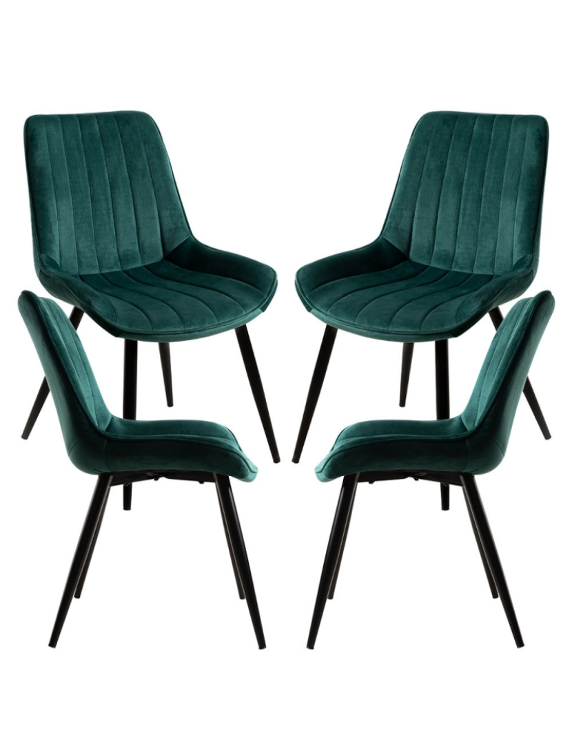 Presentes Miguel - Pack 4 Cadeiras Lene Veludo - Verde