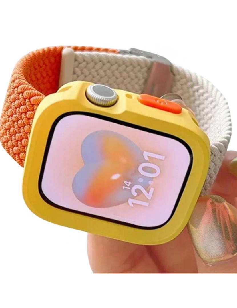 imagem de Pack Capa + bracelete tecido trançado Apple Watch Series 5 40mm Laranja e branco2