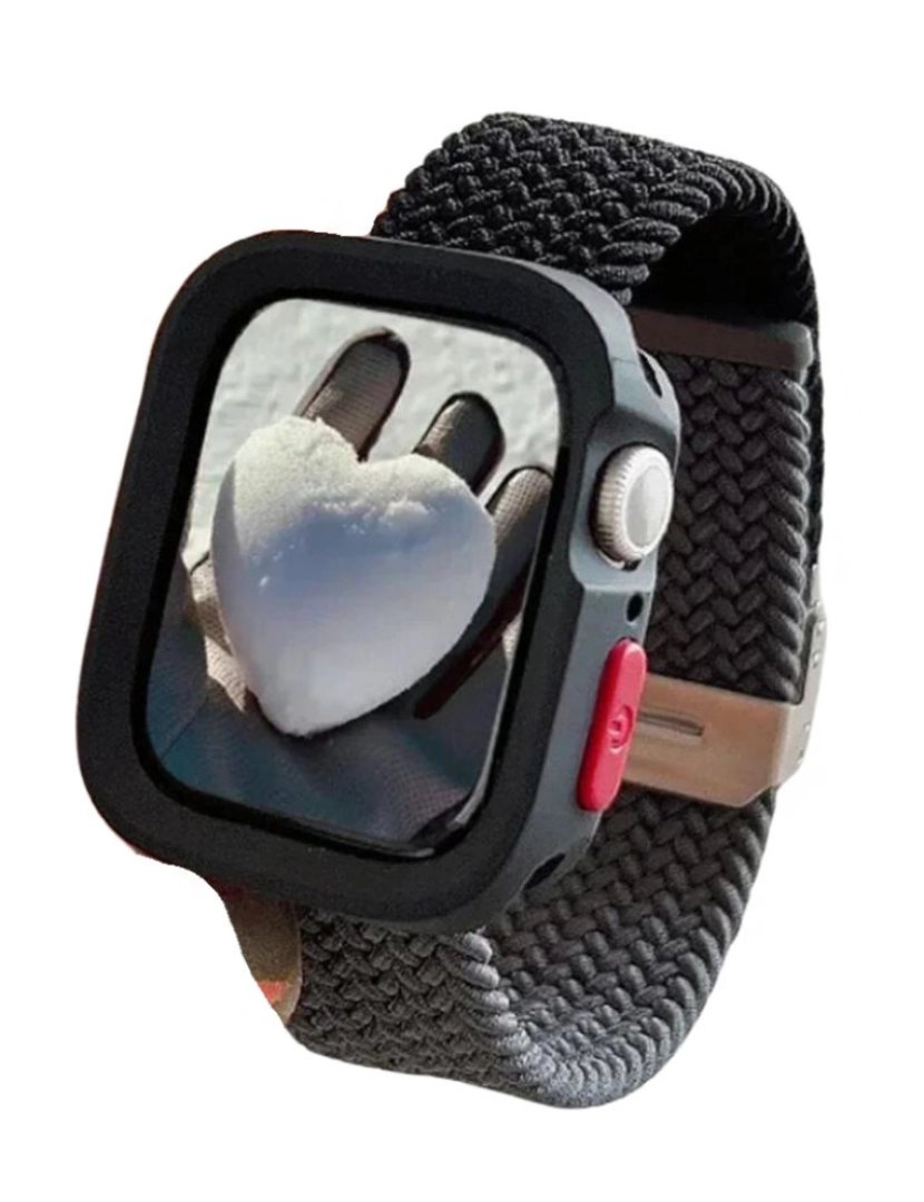 Antiimpacto! - Pack Capa + bracelete tecido trançado Apple Watch Series 5 40mm Preto e cinzento