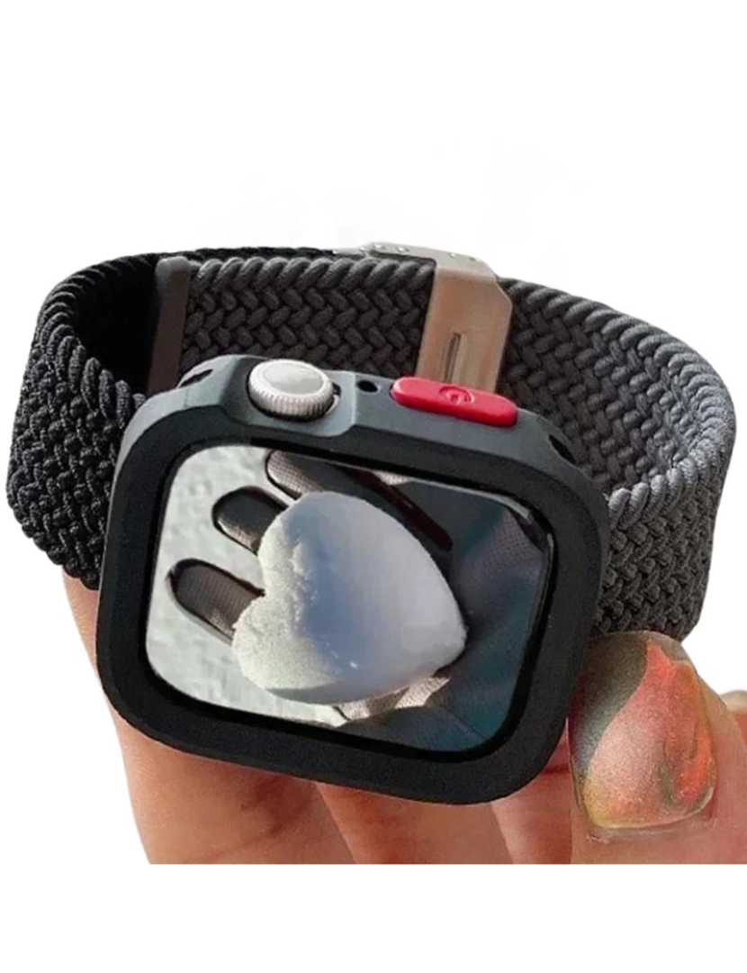 imagem de Pack Capa + bracelete tecido trançado Apple Watch Series 5 40mm Preto e cinzento2