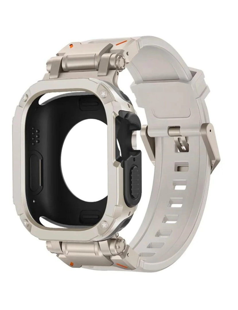 Antiimpacto! - Pack capa 360 + bracelete adventurer Apple Watch SE 44mm Branco e Titânio