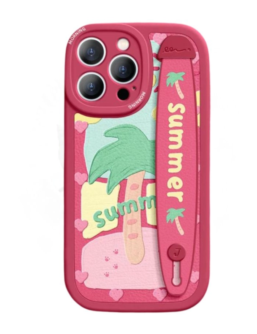 Antiimpacto! - Capa com suporte Happy Summer para Iphone 15 Pro Vermelho