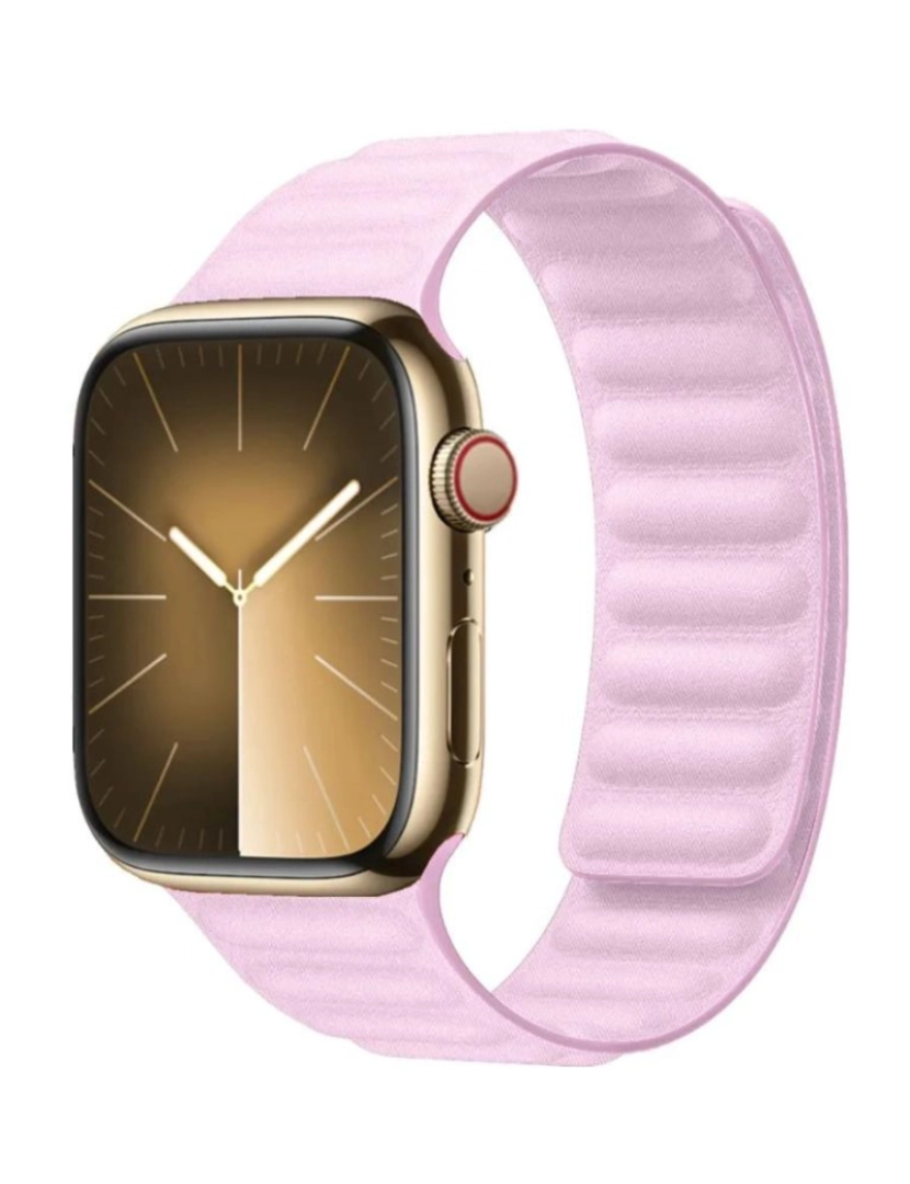 Antiimpacto! - Bracelete elos magnética em tecido para Apple Watch Series 5 44mm Rosa Claro