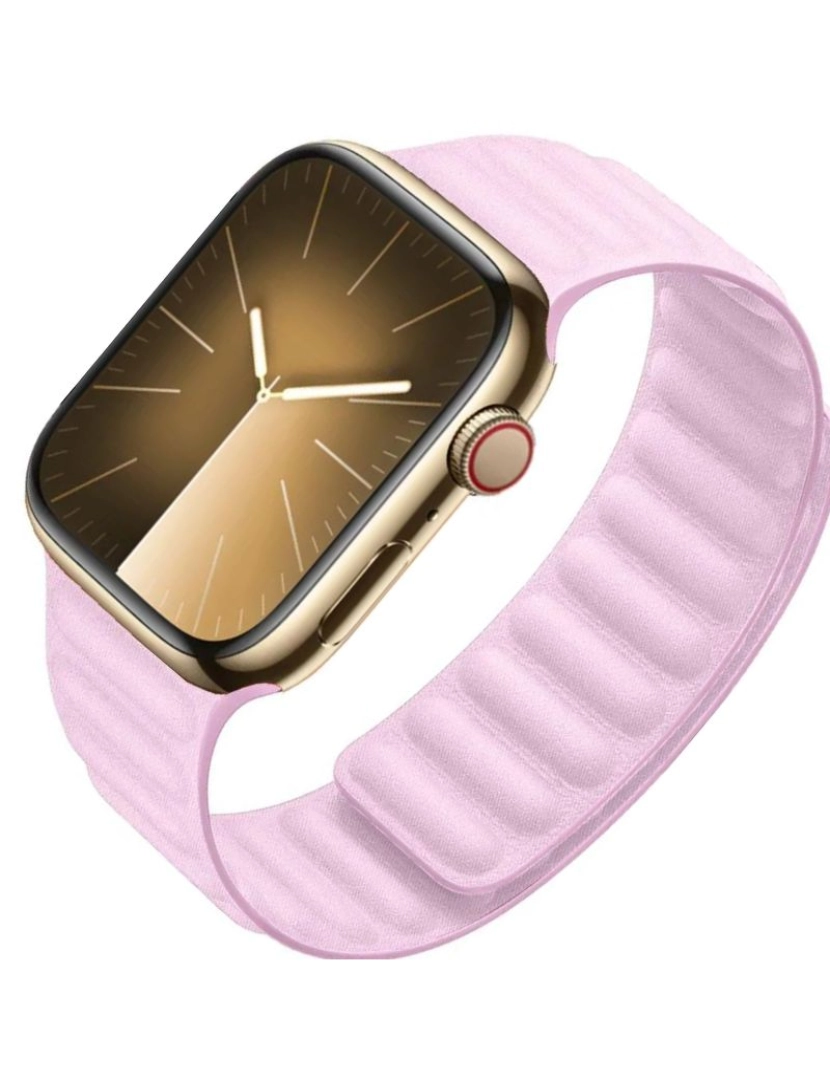 imagem de Bracelete elos magnética em tecido para Apple Watch Series 5 44mm Rosa Claro2