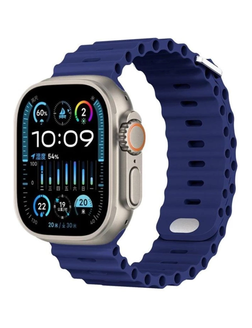 Antiimpacto! - Bracelete Ocean Waves para Apple Watch Series 7 41mm Azul Meia-Noite