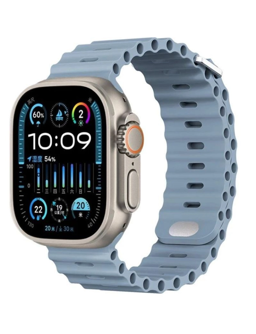 Antiimpacto! - Bracelete Ocean Waves para Apple Watch Series 3 38mm Azul Claro