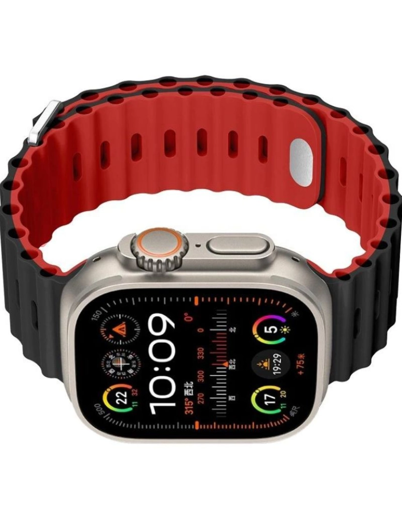 imagem de Bracelete Ocean Waves para Apple Watch Series 4 40mm Preto e Vermelho3