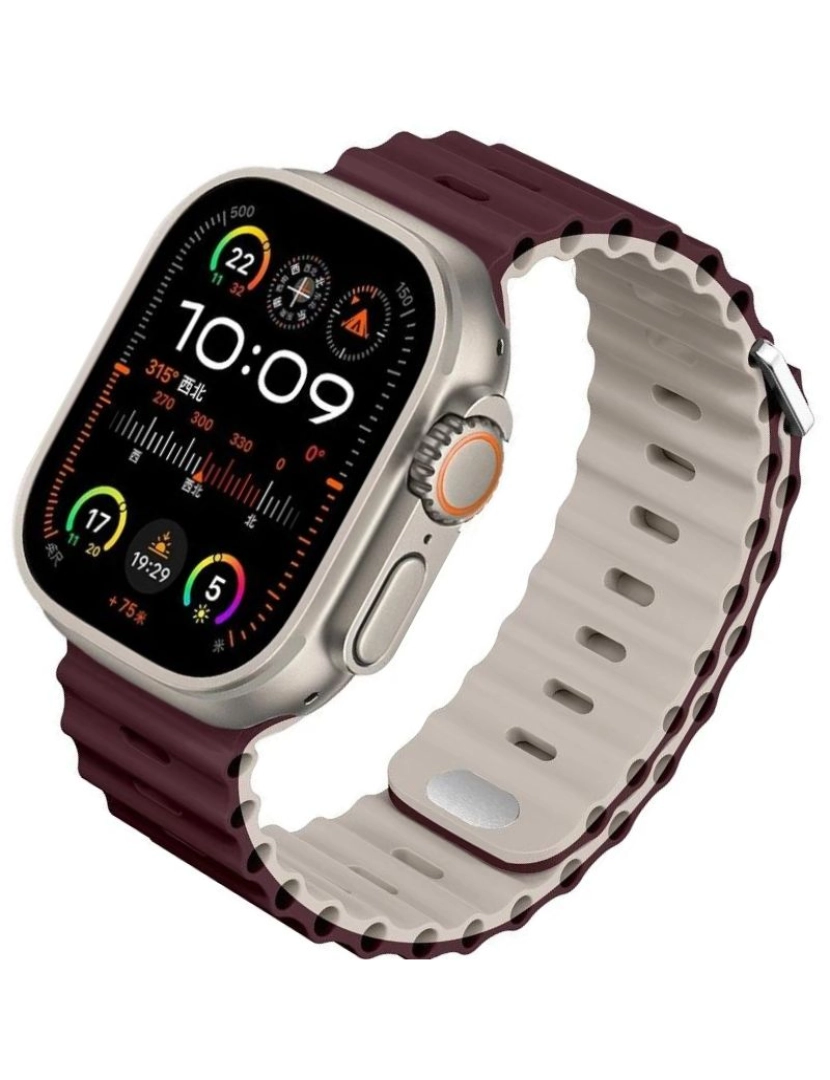 imagem de Bracelete Ocean Waves para Apple Watch Series 3 38mm Vinho e Luz das Estrelas2