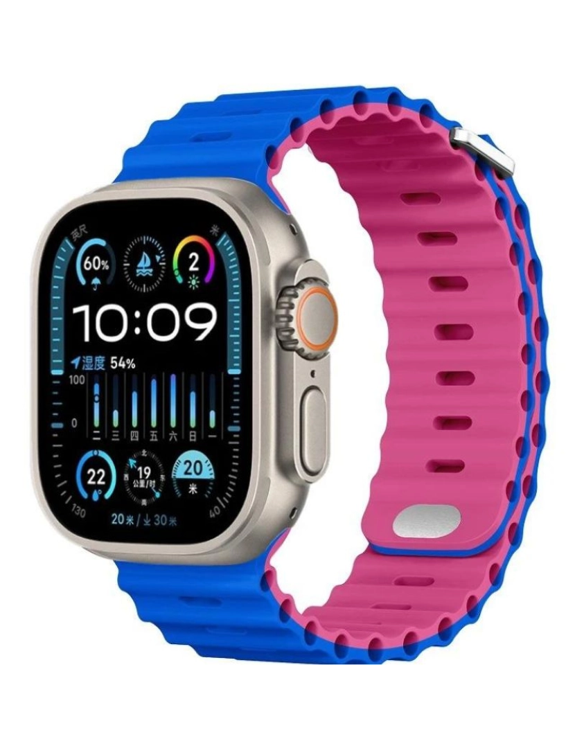 Antiimpacto! - Bracelete Ocean Waves para Apple Watch Series 7 45mm Azul e Rosa
