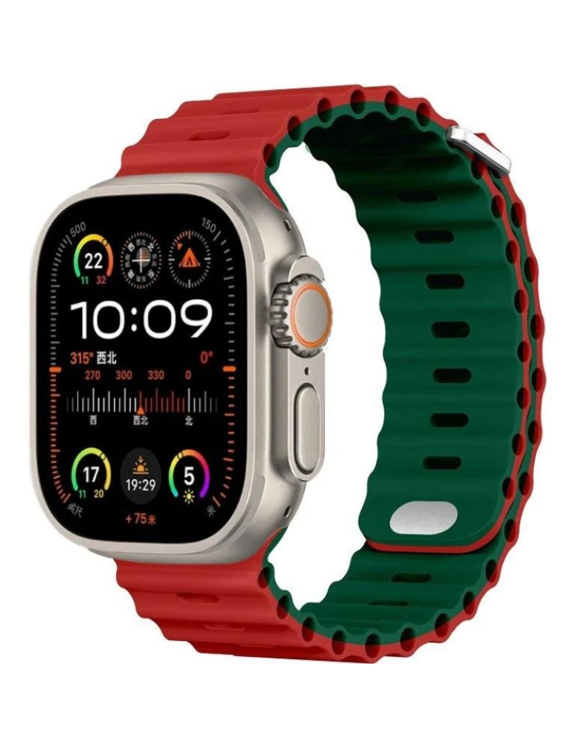 Antiimpacto! - Bracelete Ocean Waves para Apple Watch Series 3 38mm Vermelho e Verde