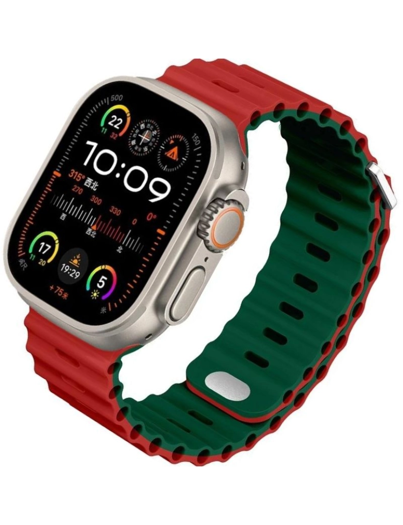 imagem de Bracelete Ocean Waves para Apple Watch Series 3 38mm Vermelho e Verde2