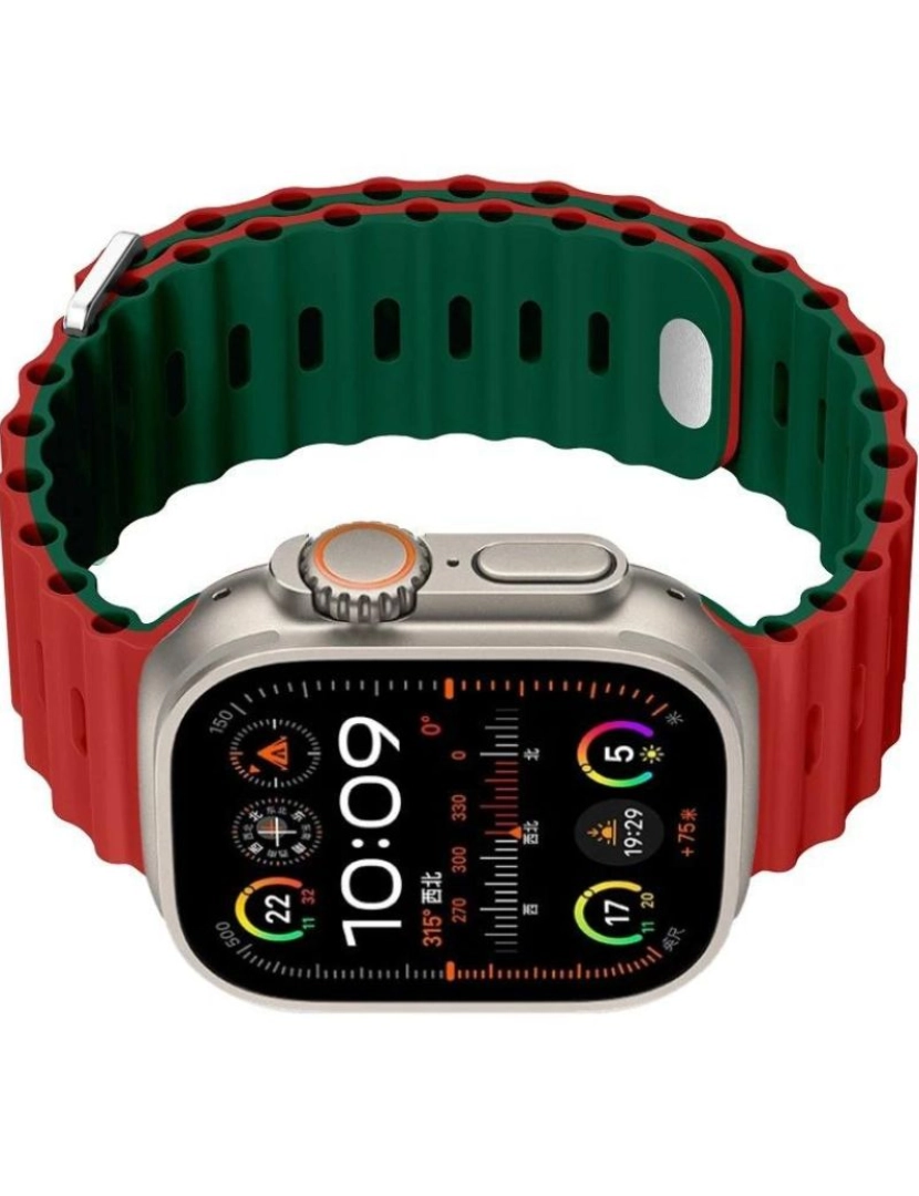 imagem de Bracelete Ocean Waves para Apple Watch Series 3 38mm Vermelho e Verde3