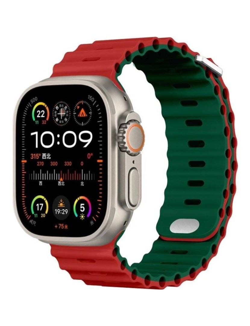 Antiimpacto! - Bracelete Ocean Waves para Apple Watch Series 7 45mm Vermelho e Verde