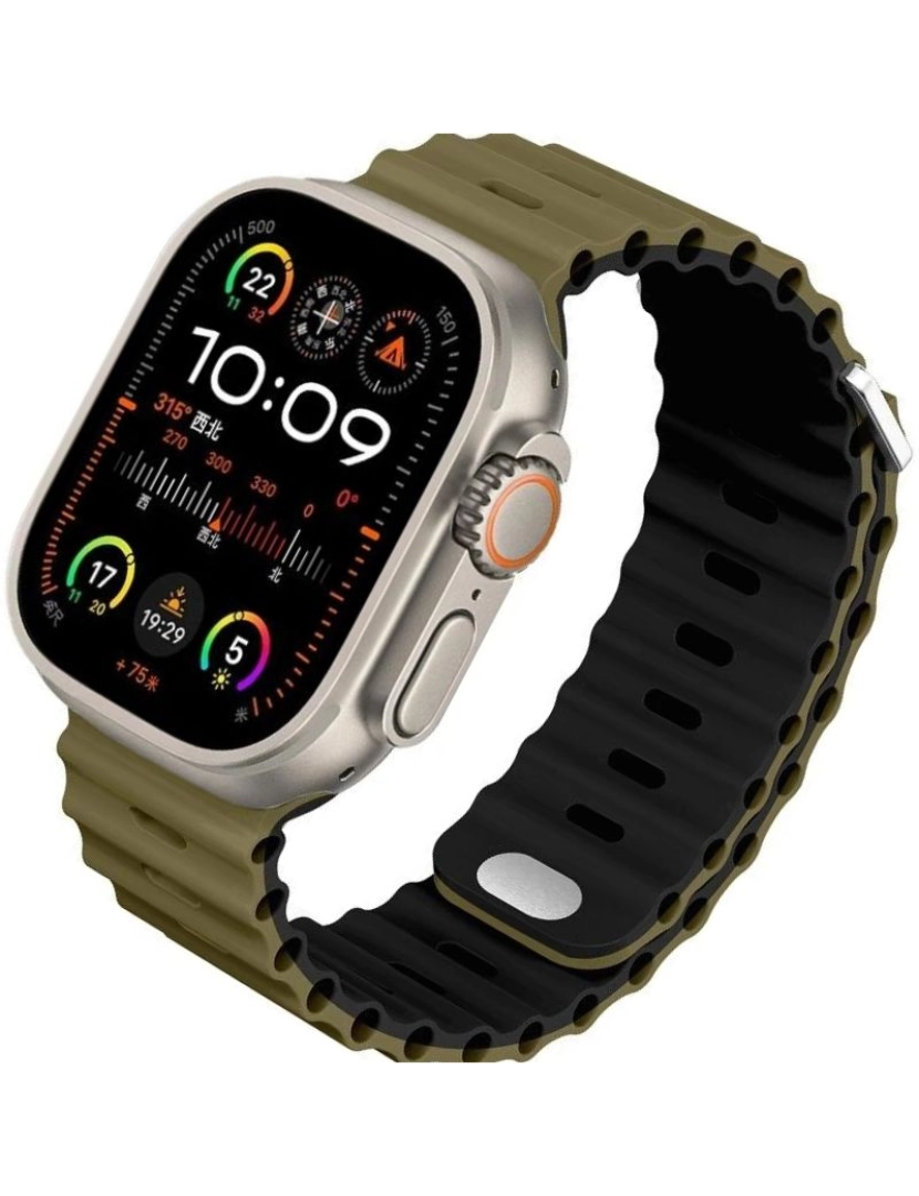 imagem de Bracelete Ocean Waves para Apple Watch Series 3 38mm Preto e Oliva2