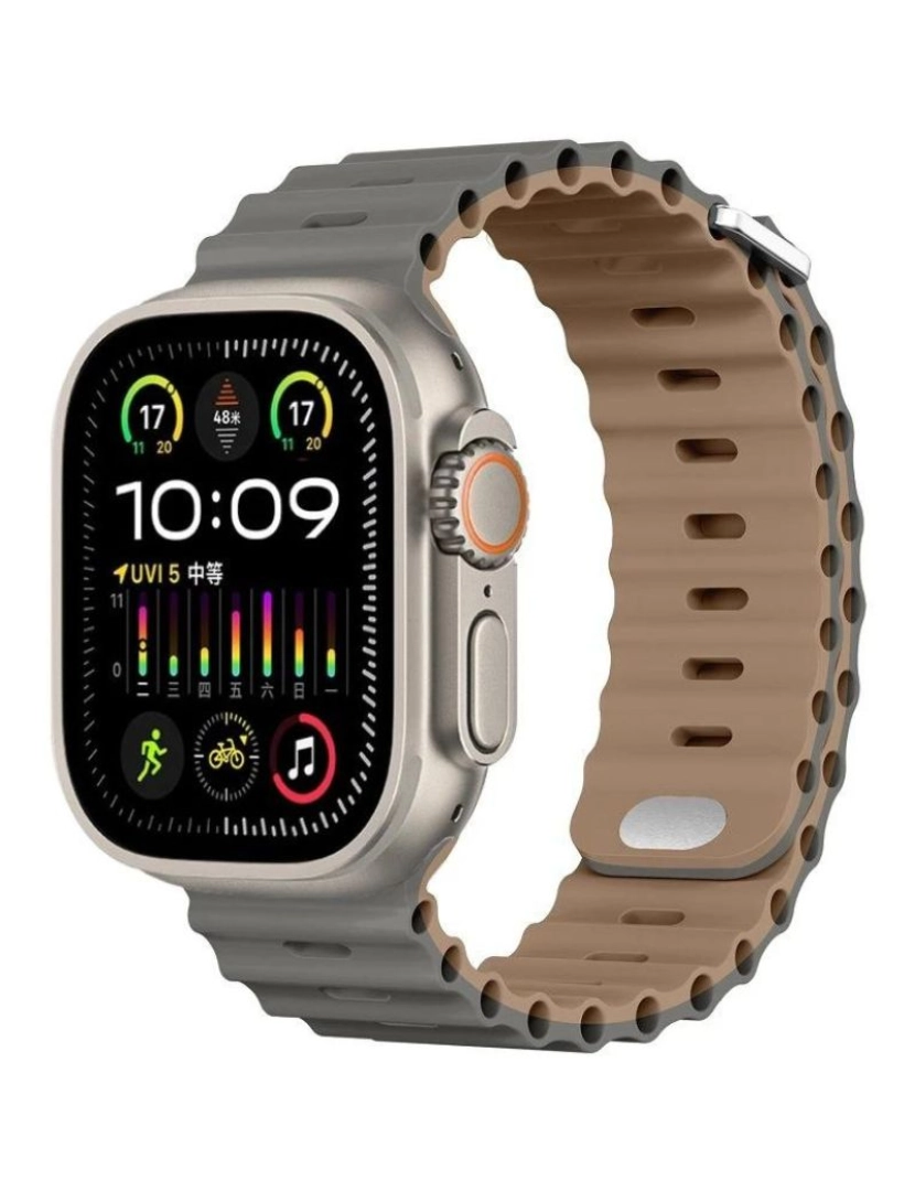 Antiimpacto! - Bracelete Ocean Waves para Apple Watch Series 7 45mm Cinzento e Bege