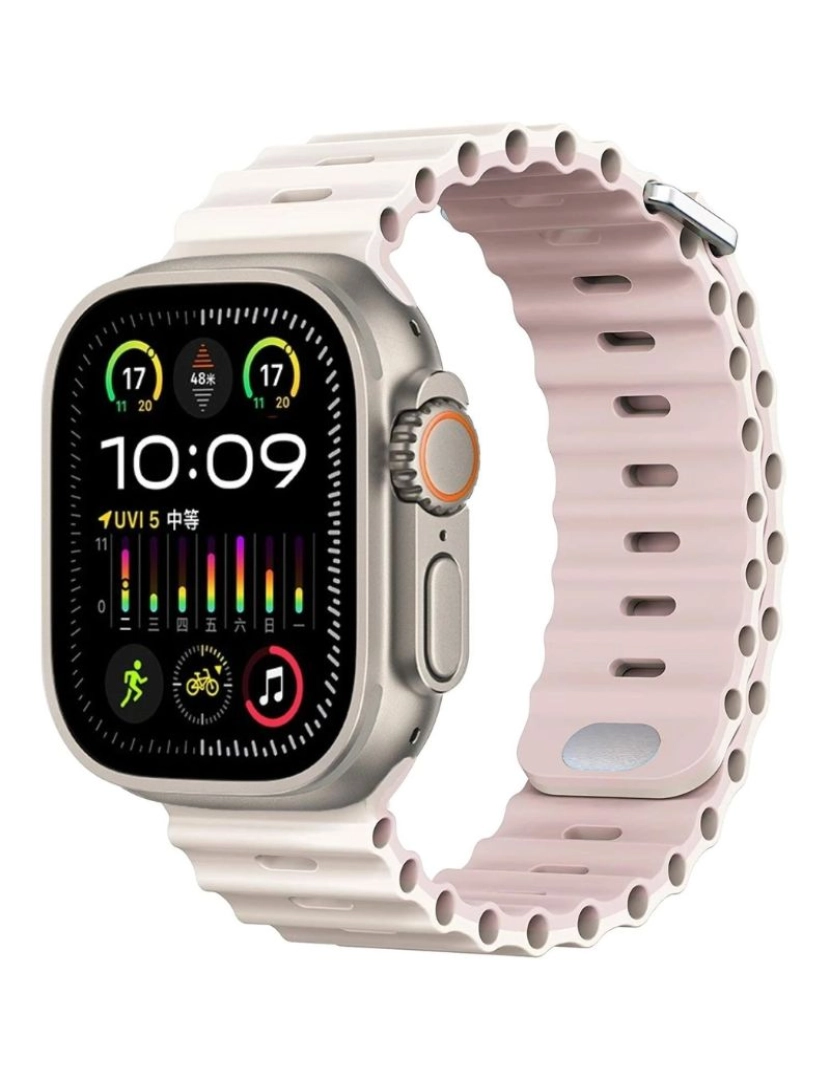 Antiimpacto! - Bracelete Ocean Waves para Apple Watch Series 7 45mm Rosa e Luz das Estrelas