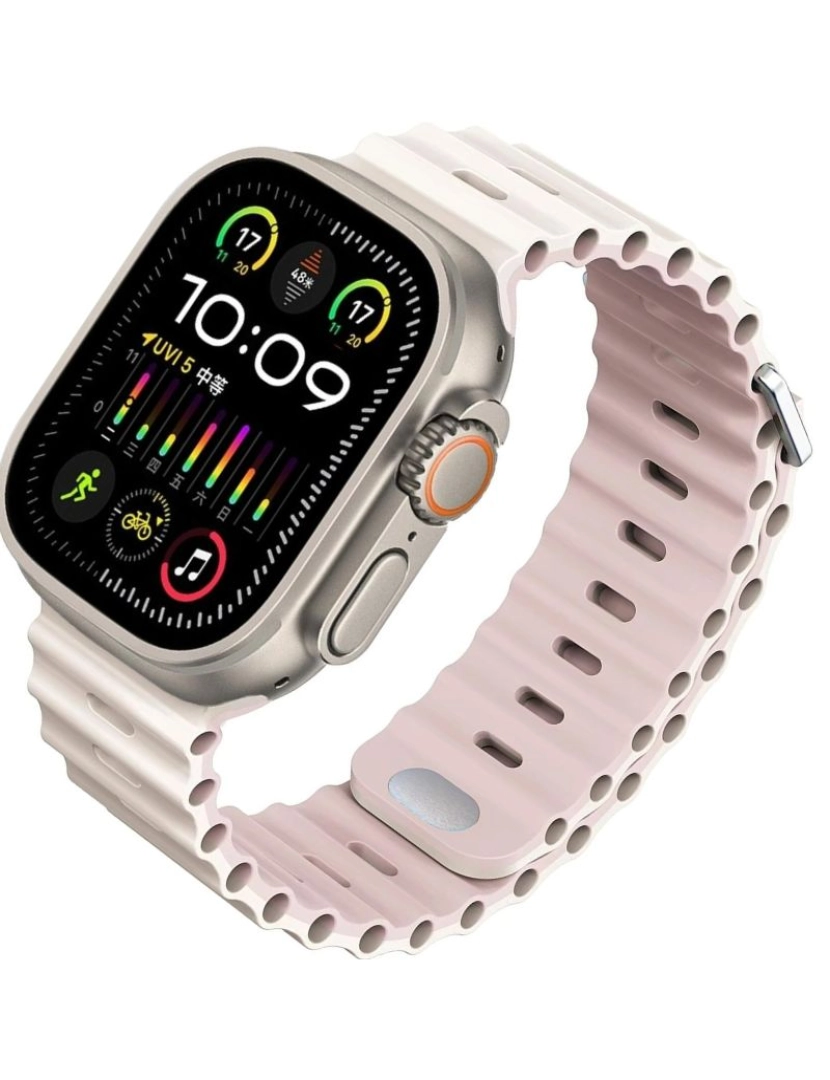 imagem de Bracelete Ocean Waves para Apple Watch Series 7 45mm Rosa e Luz das Estrelas2