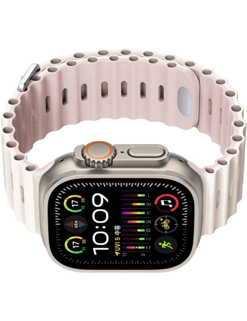 imagem de Bracelete Ocean Waves para Apple Watch Series 7 45mm Rosa e Luz das Estrelas3