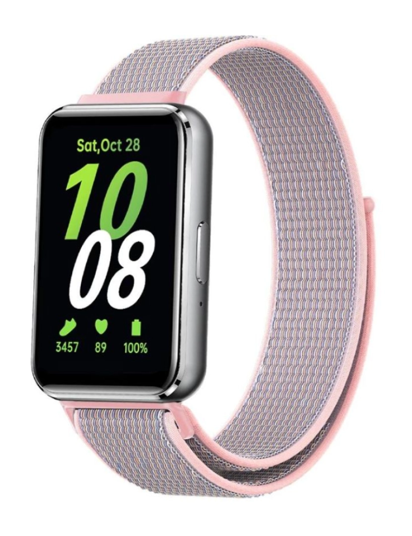 imagem de Bracelete em tecido nylon desportivo para Samsung Galaxy Fit 3 Rosa Claro1