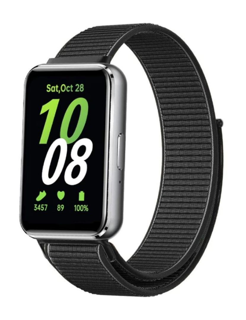 Antiimpacto! - Bracelete em tecido nylon desportivo para Samsung Galaxy Fit 3 Preto