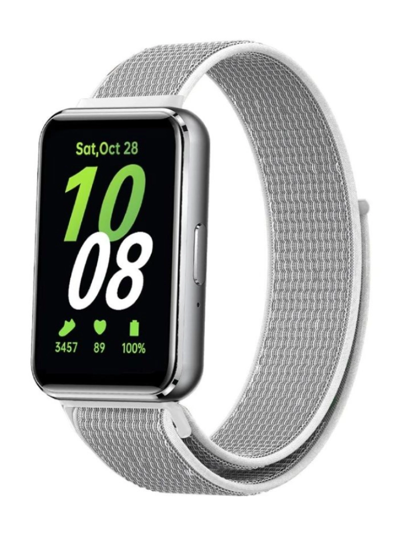 Antiimpacto! - Bracelete em tecido nylon desportivo para Samsung Galaxy Fit 3 Cinza Claro