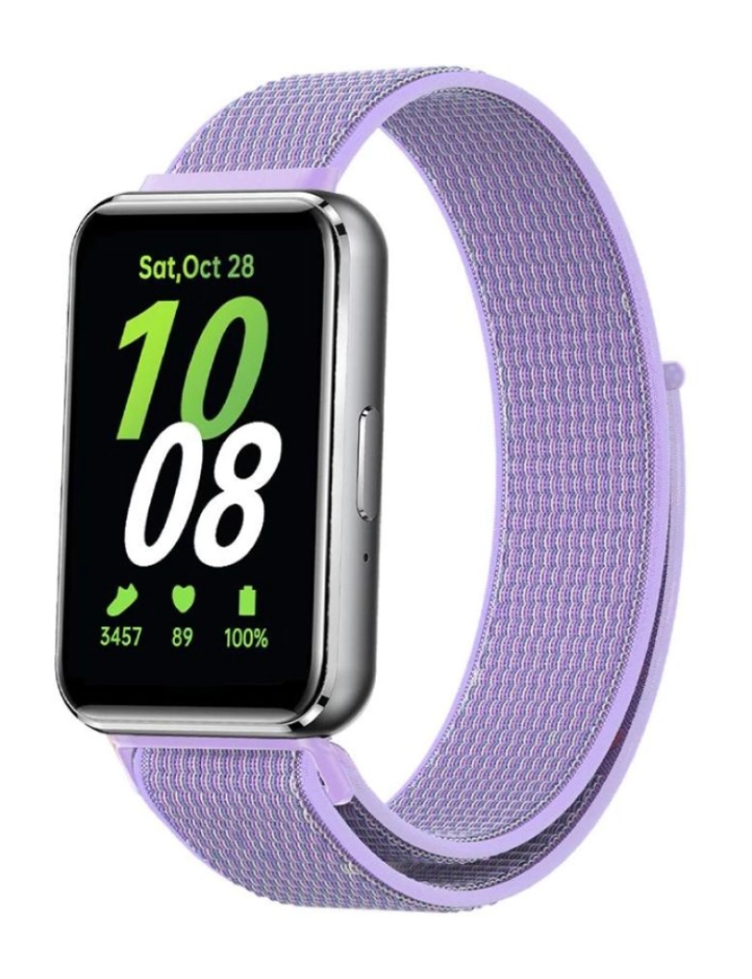 Antiimpacto! - Bracelete em tecido nylon desportivo para Samsung Galaxy Fit 3 Roxo